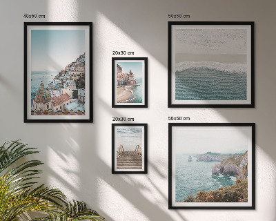 Conjunto de 5 quadros decorativos Paisagens de uma cidade litorânea
