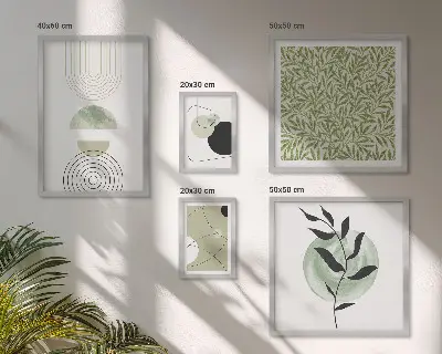 Galeria de parede com plantas geométricas abstratas