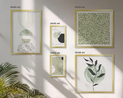 Galeria de parede com plantas geométricas abstratas