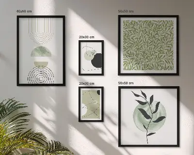Galeria de parede com plantas geométricas abstratas