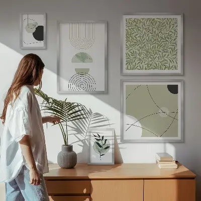 Galeria de quadros para parede com formas abstratas de plantas