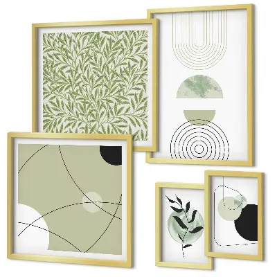 Galeria de quadros para parede com formas abstratas de plantas