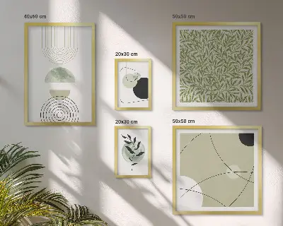 Galeria de quadros para parede com formas abstratas de plantas