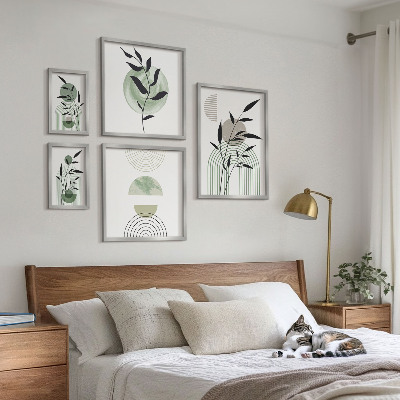 Conjunto de 5 quadros com moldura Gráficos de plantas estilosos