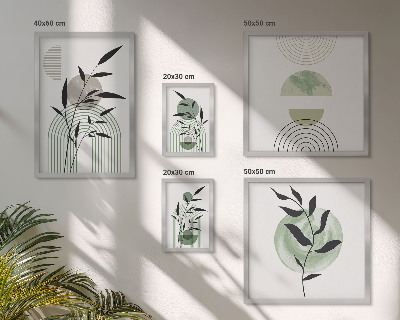 Conjunto de 5 quadros com moldura Gráficos de plantas estilosos