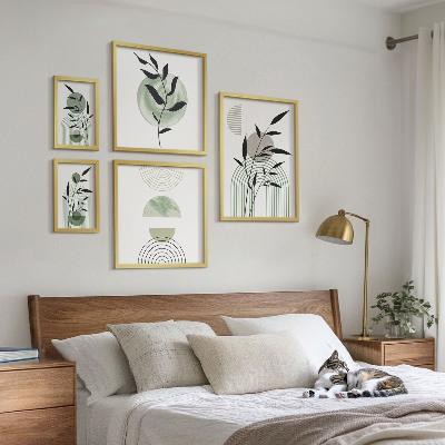 Conjunto de 5 quadros com moldura Gráficos de plantas estilosos