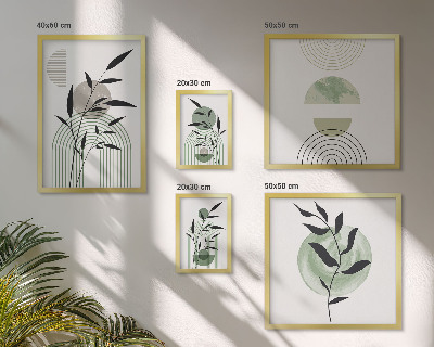 Conjunto de 5 quadros com moldura Gráficos de plantas estilosos