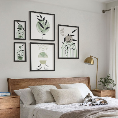 Conjunto de 5 quadros com moldura Gráficos de plantas estilosos