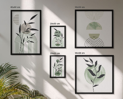 Conjunto de 5 quadros com moldura Gráficos de plantas estilosos