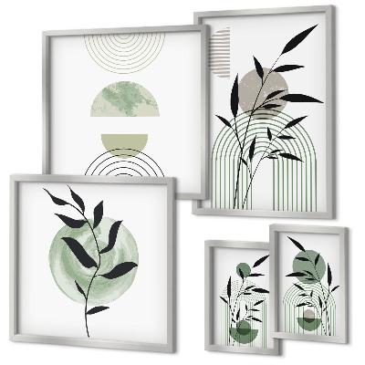 Conjunto de 5 quadros com moldura Gráficos de plantas estilosos