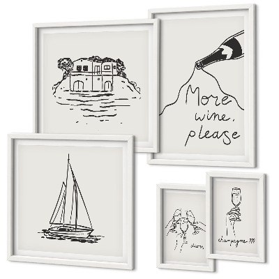 Conjunto de 5 quadros decorativos Gráficos de vinho elegantes para relaxar