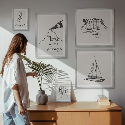 Conjunto de 5 quadros decorativos Gráficos de vinho elegantes para relaxar