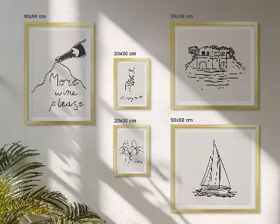 Conjunto de 5 quadros decorativos com estampas elegantes de vinhos para relaxar