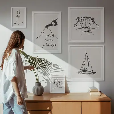 Conjunto de 5 quadros decorativos com estampas elegantes de vinhos para relaxar