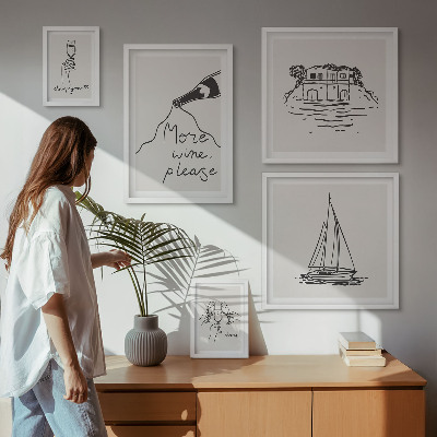 Conjunto de 5 quadros decorativos Gráficos de vinho elegantes para relaxar