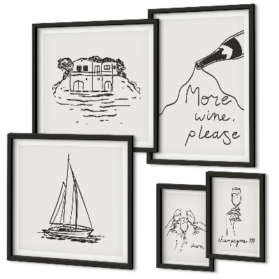 Conjunto de 5 quadros decorativos Gráficos de vinho elegantes para relaxar