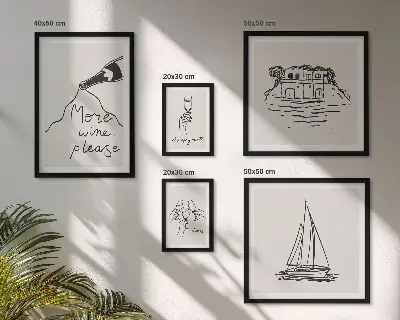 Conjunto de 5 quadros decorativos com estampas elegantes de vinhos para relaxar