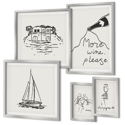 Conjunto de 5 quadros decorativos Gráficos de vinho elegantes para relaxar