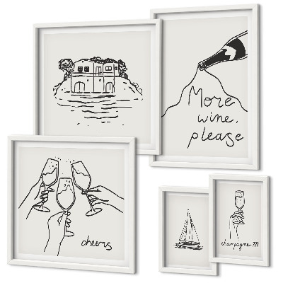 Parede galeria de quadros Ilustrações elegantes para brindes com vinho