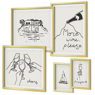 Parede galeria de quadros Ilustrações elegantes para brindes com vinho
