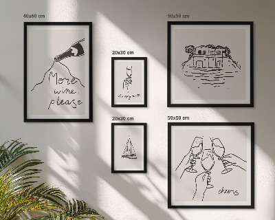 Parede galeria de quadros Ilustrações elegantes para brindes com vinho