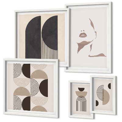 Conjunto de 5 quadros com moldura Retratos geométricos elegantes