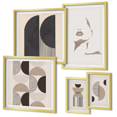 Conjunto de 5 quadros com moldura Retratos geométricos elegantes