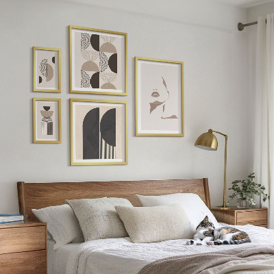 Conjunto de 5 quadros com moldura Retratos geométricos elegantes