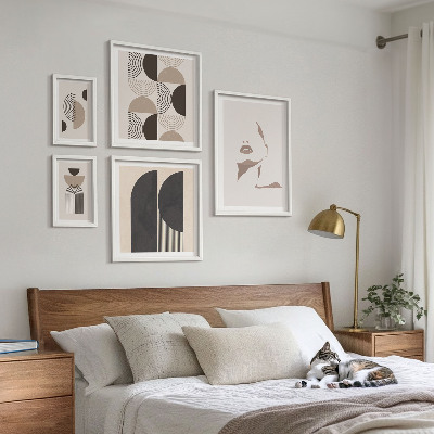 Conjunto de 5 quadros com moldura Retratos geométricos elegantes