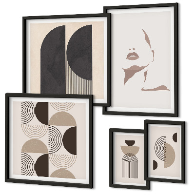 Conjunto de 5 quadros com moldura Retratos geométricos elegantes