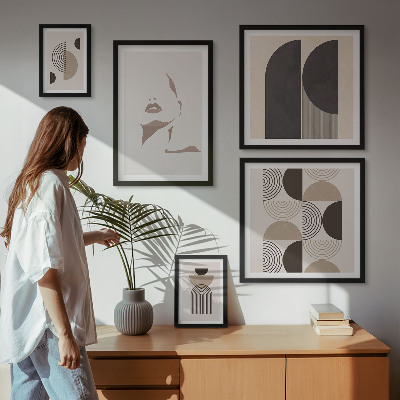 Conjunto de 5 quadros com moldura Retratos geométricos elegantes
