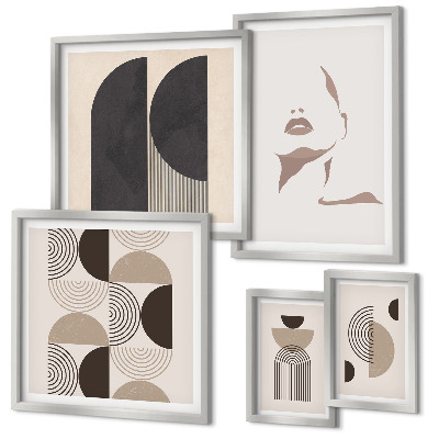 Conjunto de 5 quadros com moldura Retratos geométricos elegantes