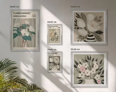 Galeria de quadros para parede estampa vintage de feira de flores
