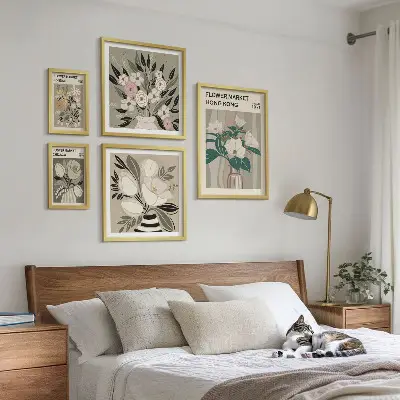 Galeria de quadros para parede estampa vintage de feira de flores