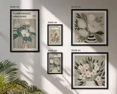 Galeria de quadros para parede estampa vintage de feira de flores