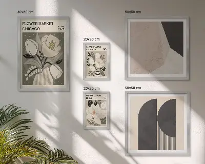 Conjunto de 5 quadros com moldura de arranjos florais elegantes