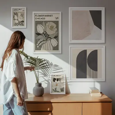 Conjunto de 5 quadros com moldura de arranjos florais elegantes