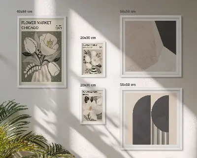 Conjunto de 5 quadros com moldura de arranjos florais elegantes