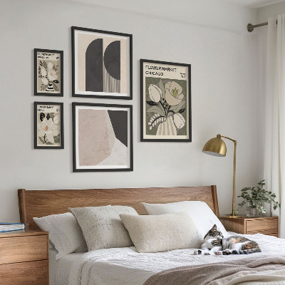 Conjunto de 5 quadros com moldura Arranjos florais elegantes
