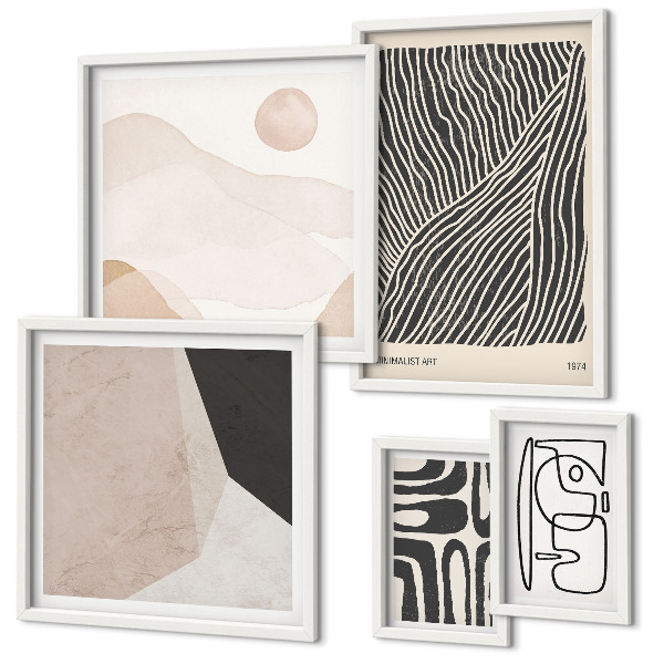 Conjunto de 5 quadros decorativos Padrões abstratos minimalistas da Terra