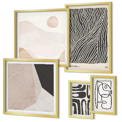 Conjunto de 5 quadros decorativos com padrões abstratos minimalistas da Terra