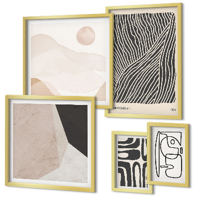 Conjunto de 5 quadros decorativos Padrões abstratos minimalistas da Terra