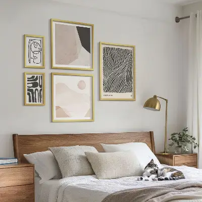 Conjunto de 5 quadros decorativos com padrões abstratos minimalistas da Terra