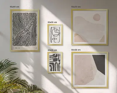 Conjunto de 5 quadros decorativos com padrões abstratos minimalistas da Terra
