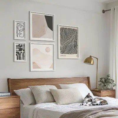 Conjunto de 5 quadros decorativos com padrões abstratos minimalistas da Terra