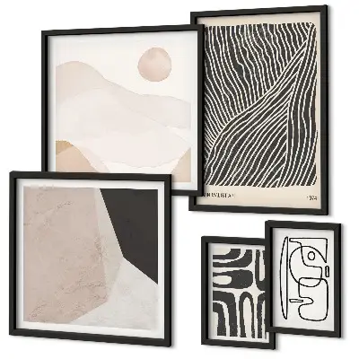 Conjunto de 5 quadros decorativos com padrões abstratos minimalistas da Terra