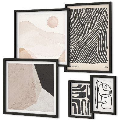 Conjunto de 5 quadros decorativos Padrões abstratos minimalistas da Terra