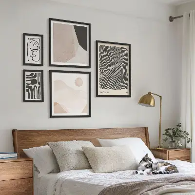 Conjunto de 5 quadros decorativos com padrões abstratos minimalistas da Terra