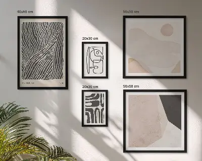 Conjunto de 5 quadros decorativos com padrões abstratos minimalistas da Terra