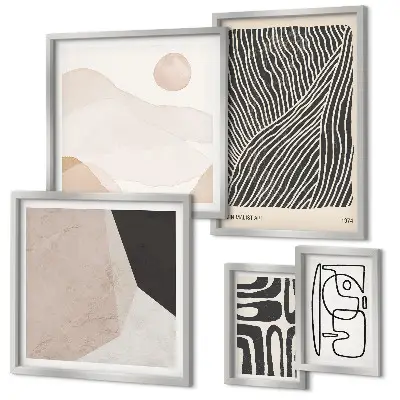 Conjunto de 5 quadros decorativos com padrões abstratos minimalistas da Terra